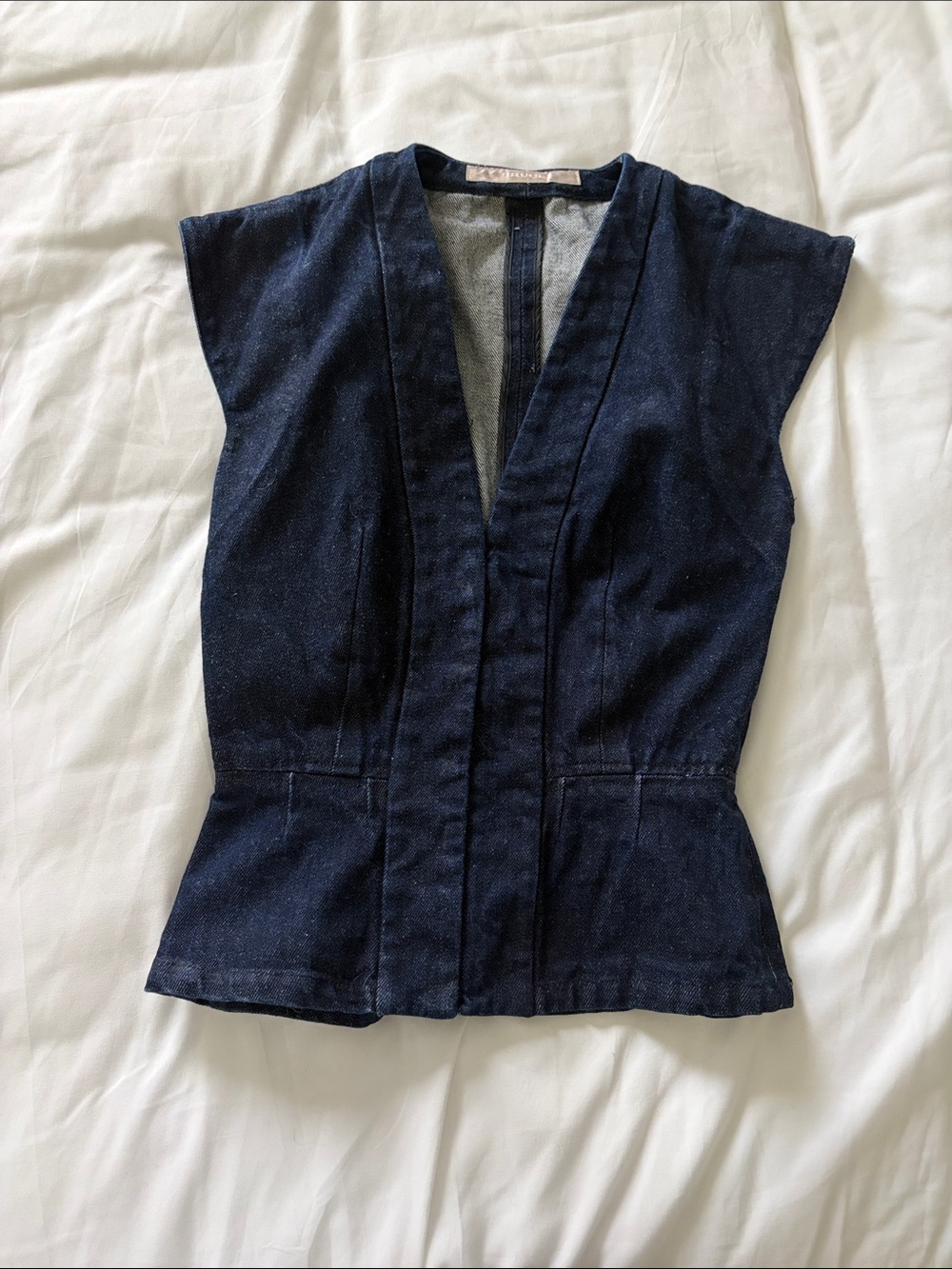 Dark Blue Denim Women’s V-Neck Vest